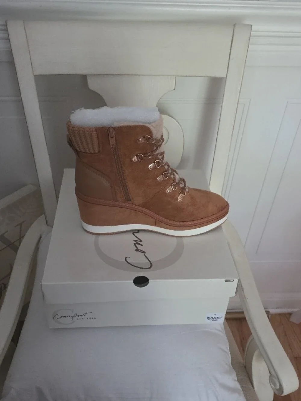 NWT Wedge Ankle Boot in Chestnut Brown